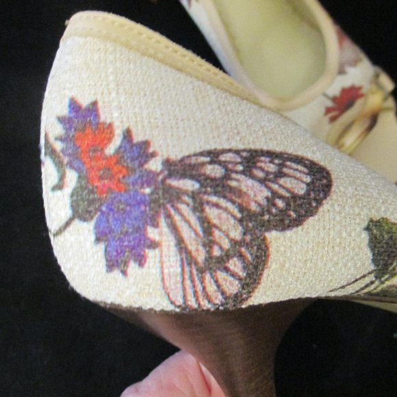$205 MASSIMO BALDI butterfly garden open toe HEELS - Picture 3 of 5